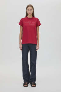 CAMILLA & MARC Maren Logo Roll Sleeve Tee - Ruby Red
