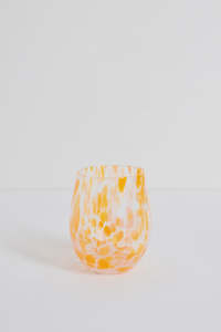 WILLOW & MAE Stemless Splatter Wine Glass - Orange / White