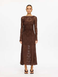 KIVARI Marie Lace Maxi Dress - Chocolate