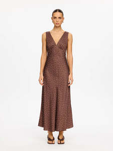 New Arrivals: KIVARI Edie Midi Dress - Chocolate / Brown Polka Dots