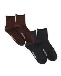 DEAR DYLAN Roulé Socks - Noir / Umber - Two Pairs