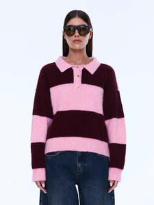 Ena Pelly: ENA PELLY Mikaela Knit Sweater - Cherry Stripe