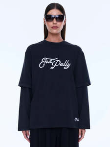 ENA PELLY Mock Layer Long Sleeve Tee - Vintage Black / EP Studios