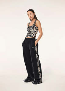 P E Nation: P.E NATION Man Down Trackpant - Black /Leopard