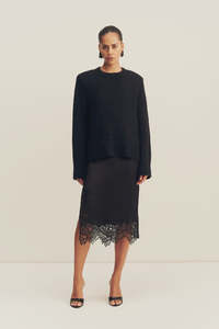 SHONA JOY Korine Boucle Knit Shoulder Pad - Black