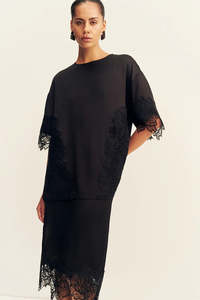 SHONA JOY Eniko Lace T-shirt - Black