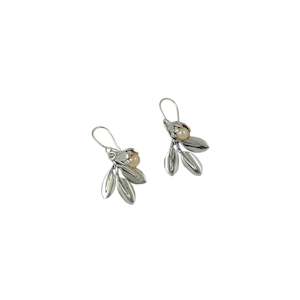 Jewellery Nz Silver Earrings Silver Pearl: Silver Pearl Bud and Silver Leaf Earrings