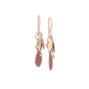 Gold Spring Bud and Leaf Earrings | nz jewellery | Redmanuka