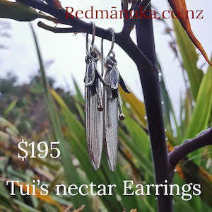 Jewellery Nz Earrings Redmanuka 1: Tūi's Nectar Silver Earrings | nz jewellery | redmanuka