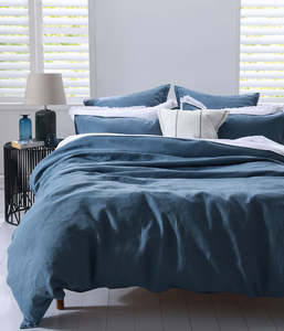 Laundered Linen Duvet Set Ocean King
