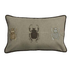 Embroidered natural Cushion w/ Bugs 40x60