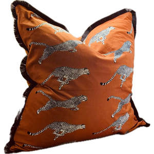 Leopard Printed Cushion - Orange