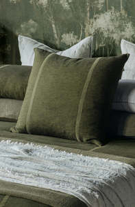 Linen Homewares: Ruscello Deep Moss Eurocase Pair