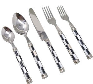 Checker Black & White Cutlery, Set of 5