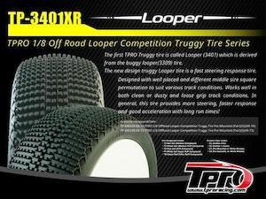 TPRO 1/8 TRUGGY OFFROAD LOOPER COMPETITION TYRE PRE-MOUNTED (PAIR)