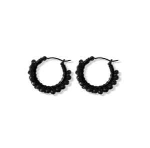 Fabuleux Vous Steel Me Black Stone & Hoop Earrings