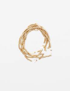 Gifting: Stella & Gemma Gold Beaded Bracelet - Mother Of Pearl Flowers