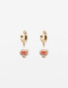 Stella & Gemma Ceramic Flower Hoop with Ball Earrings