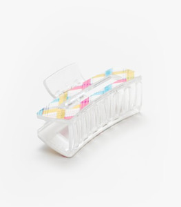 Antler Rainbow Plaid Claw Clip
