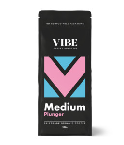 Coffee Tea: VIBE Organic Fair Trade Medium Coffee PLUNGER