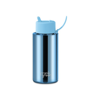 Frank Green 34oz Light Blue Chrome with Flip Straw Lid