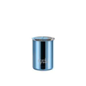 Coffee Tea: Frank Green Cup Hinged Lid Light Blue Chrome 12oz