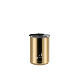 Coffee Tea: Frank Green Cup Hinged Lid Gold Chrome Midnight 12oz