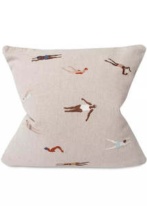 Cushions: Swimmers Embroidered Cushion Cover