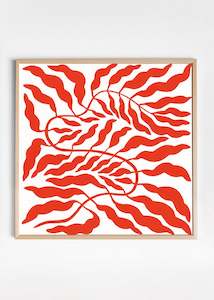 Orange Red Leaf Poster
