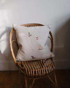 All: Skiers Embroidered Cushion Cover