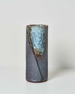 Shigaraki Vase | Blue · Metallic Texture