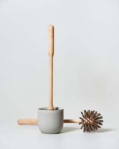 Toilet Brush - Birch & Concrete Cup