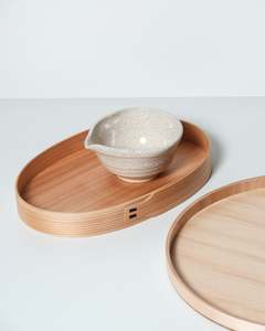 Japanese Cedar Wood Oval Tray