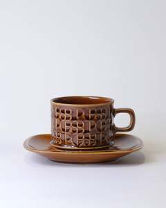 Kiln Ceramic Cup & Saucer Set - Brown