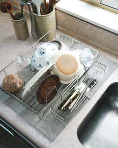 Japanese Stainless Steel Dish Rack with Linen Mat