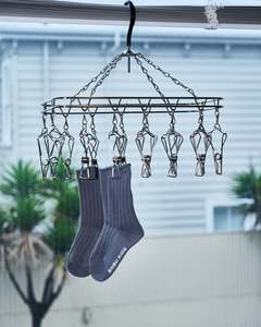 Stainless Steel Clothes Hanger with 14 Clips
