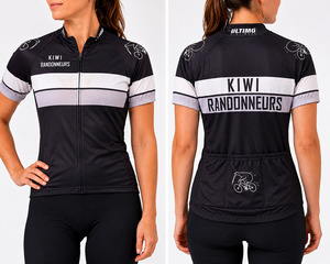 Bike: Kiwi Randonneurs Women's Cycling Jersey – Size 10 – Black/White Full Zip