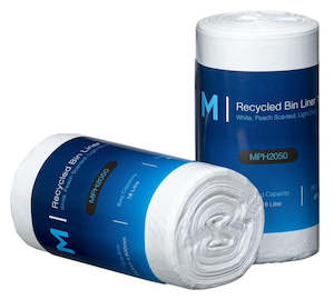 WASHROOM: MattPack Recycled Bin Liner 18L - White, 450mm x 500mm x 15mu *Peach Scented* (50pk)