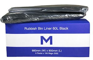 WASHROOM: MattPack Recycled Bin Liner 60L - Black, 660mm x 900mm x 20mu (50pk)