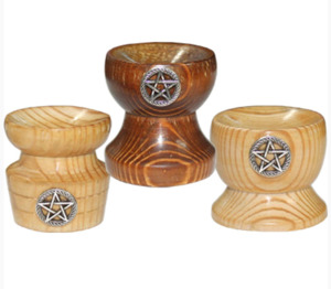 Pagan: SPHERE STAND - Wood with Pentacle Inlay （set of 3）