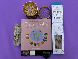Spiritual Cleansing Kit: Sage, Crystal Healing Book, Artisan Incense, & Healing Stones