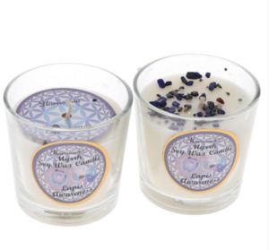 Candles 1: CRYSTAL SAND CANDLE - Awareness Lapis Myrrh Scented Votive