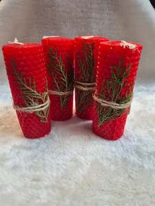 Candles: Red Beeswax Pillar Candle