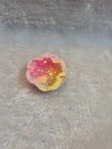 Quartz: Yellow and Pink allAura White Agate Geode
