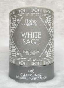 Boho Organics White Sage Red Jasper Soy Candle