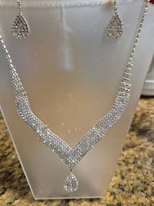 Earrings: Silver necklace and earrings set