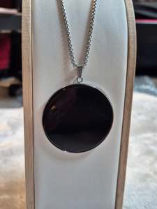 Black Obsidian Disc Necklace
