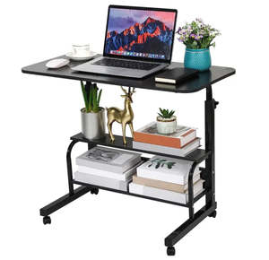 Computer Desk: Computer Desk on Wheels Portable Laptop Work Table (Black)