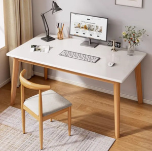Computer Desk with Solid Wood Legs 120cm Modern Writing Table for Home Office