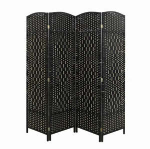 Flexible Privacy Space Elegant 4 Panel Folding Room Divider Black